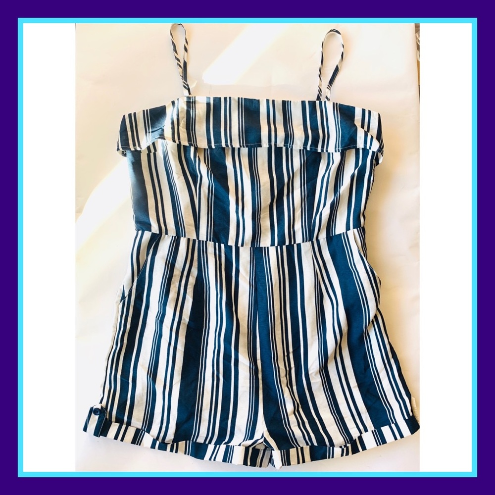 Paper Crown Striped Romper Lauren Conrad
